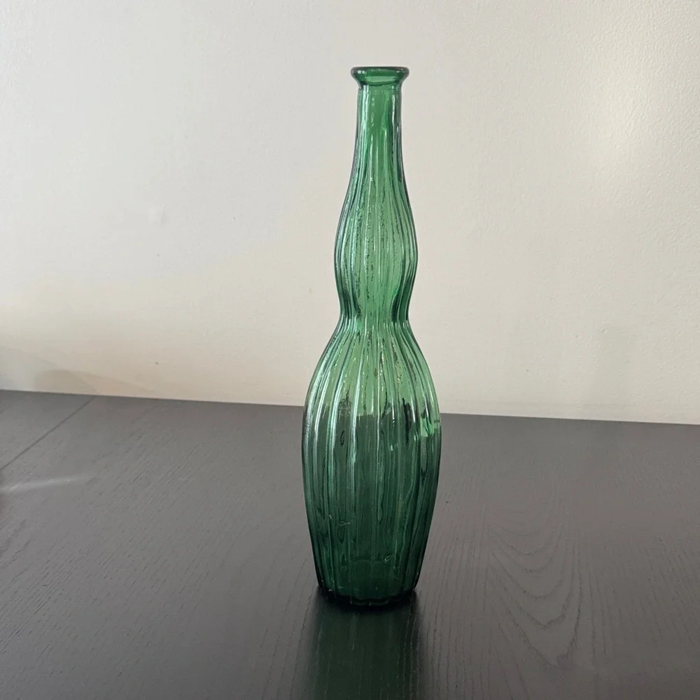 Vintage Emerald Green Empoli Genie Bottle 15 Inches No Stopper